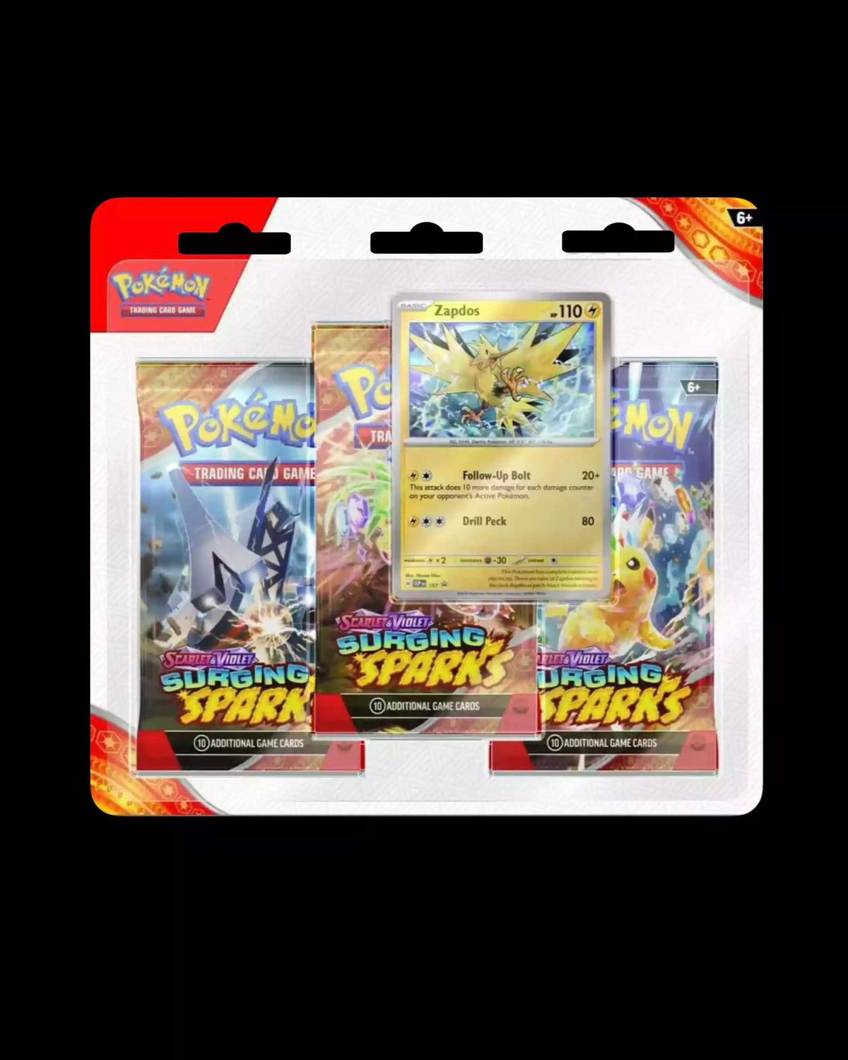 Pokémon TCG Scarlet & Violet Surging Sparks Zapdos 3-Pack Blister English