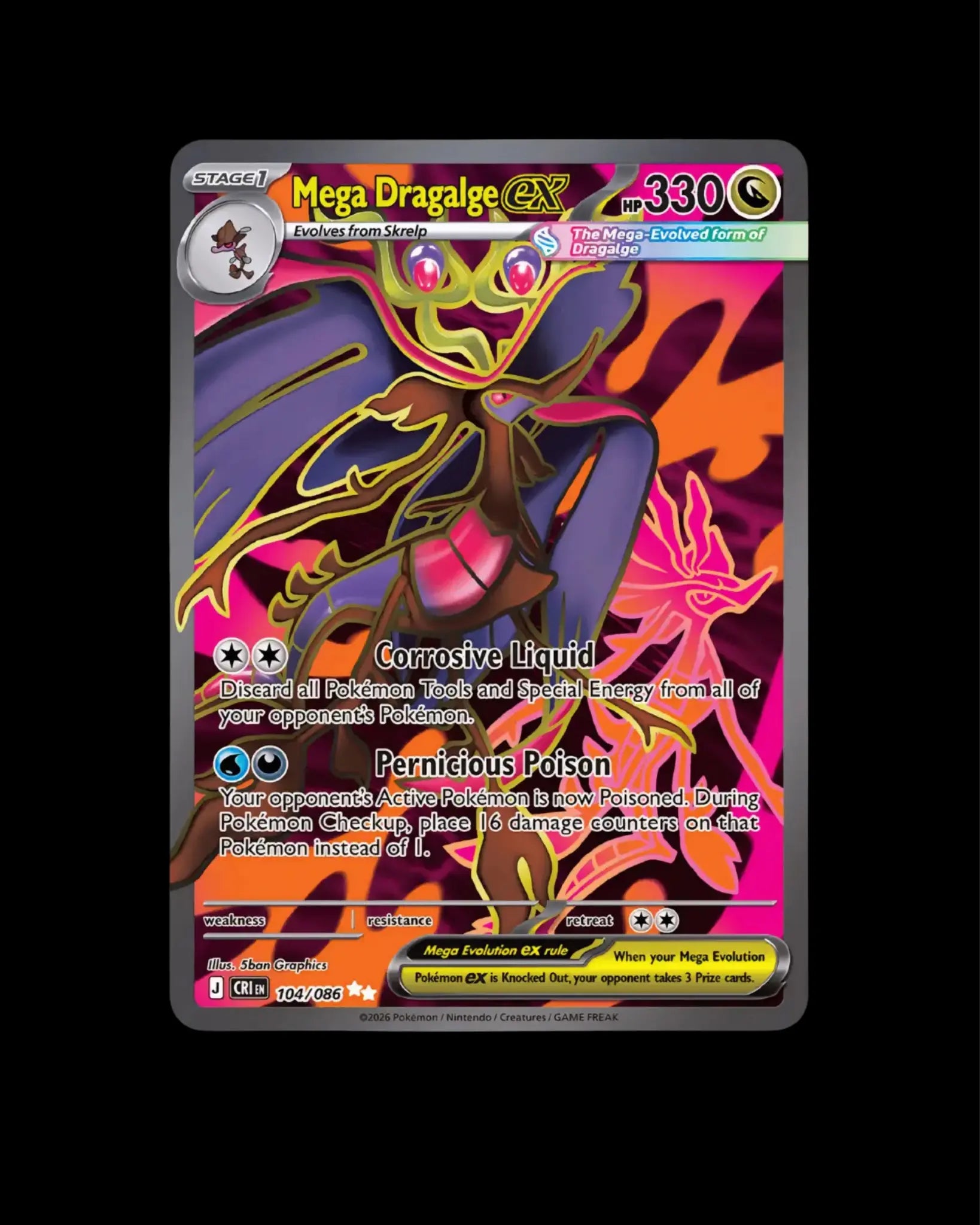 Pokémon TCG Mega Dragalge ex 104/086 Chaos Rising English NM