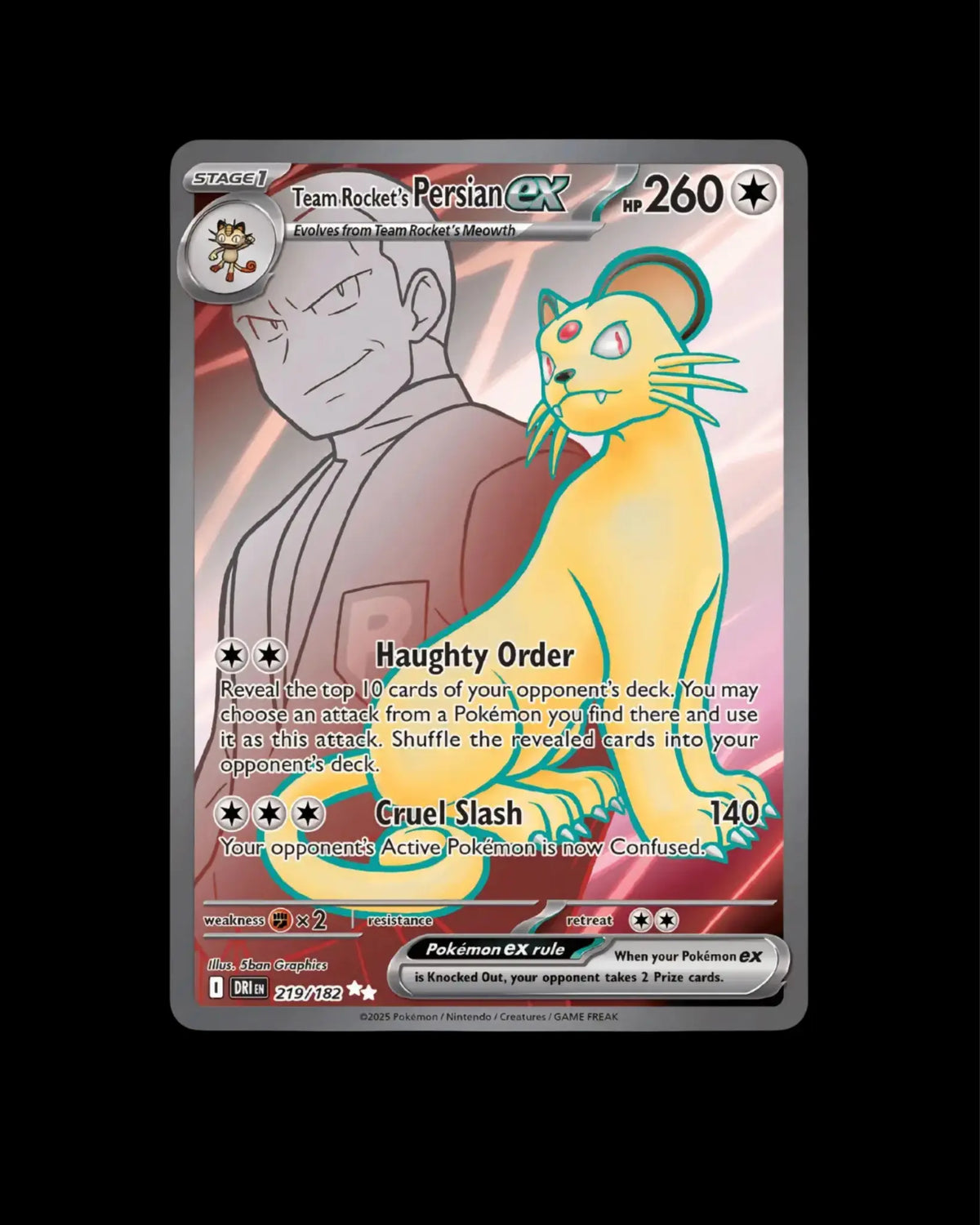 Pokémon TCG Team Rocket's Persian ex 219/182 Destined Rivals English NM