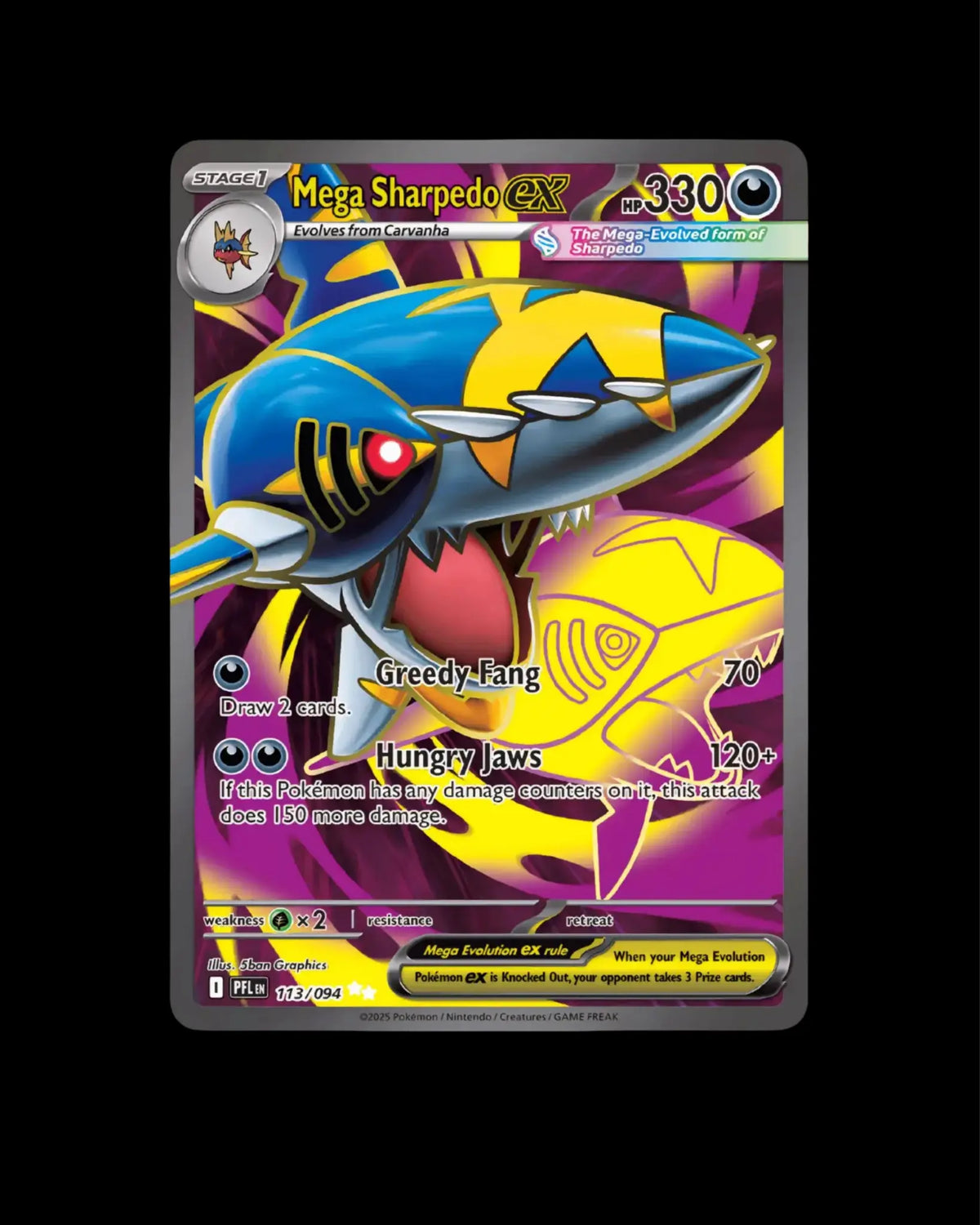 Pokémon TCG Mega Sharpedo ex 113/094 Phantasmal Flames English NM